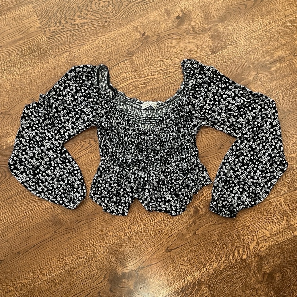 Urban Outfitters Black Floral Blouse